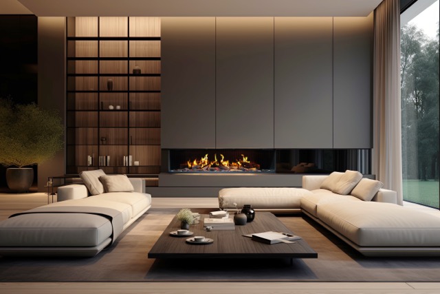 Electrische sfeerhaard in luxe interieur